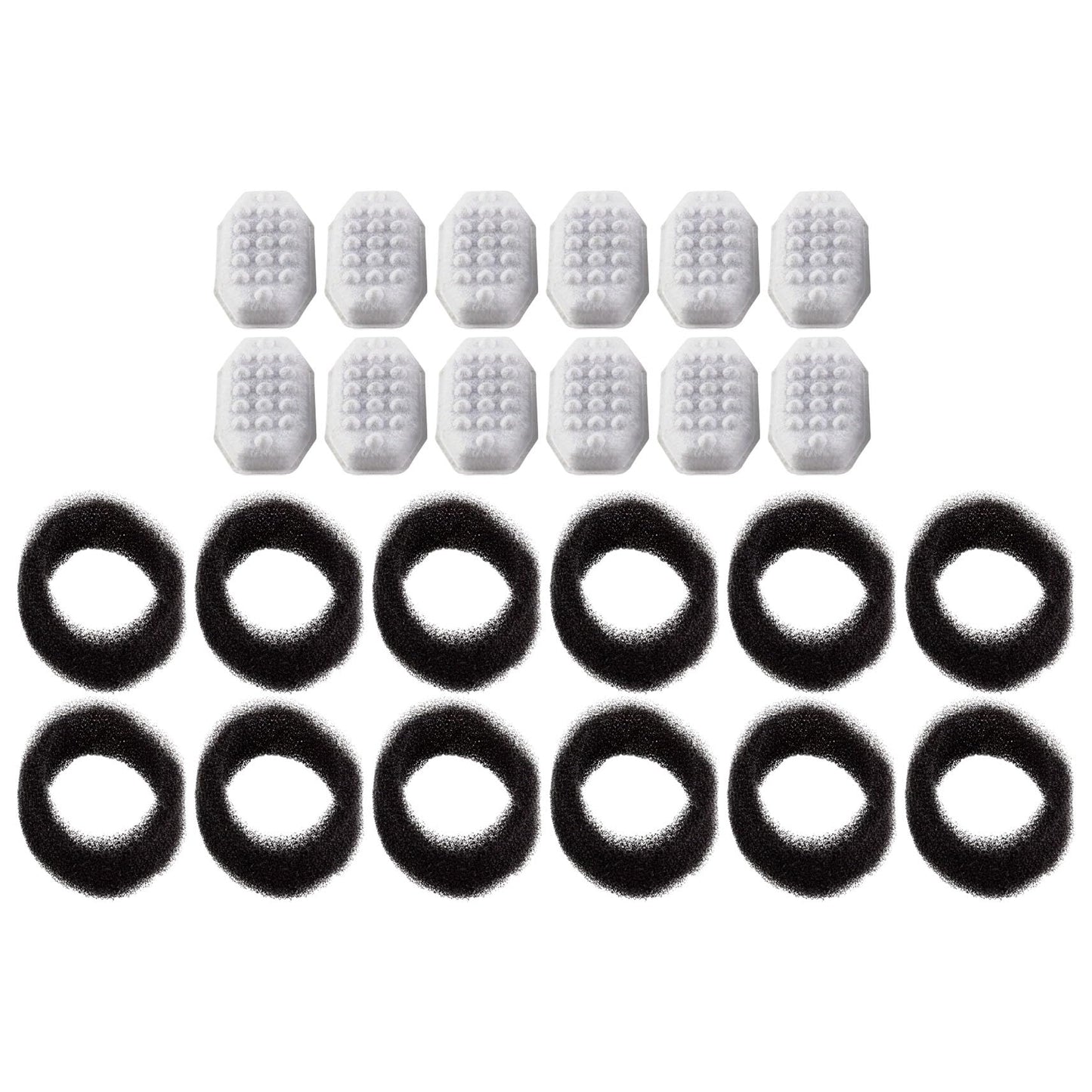 PET STANDARD Cat Water Fountain Filter Replacement & 12 Pack Replacement Pre-Filter Sponges Compatible with Rellaty and Neareal 108oz/3.2L Automatic Cat Water Fountain Pack of 12