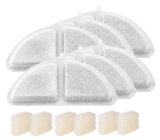 Veken 6 Pack Replacement Filters & 6 Pack Pre-Filter Sponges Set for 3L Wireless Cat Fountain PFC7V101 Veken Filters for Cat Water Fountain Veken Water Fountain Filter PFC7V103