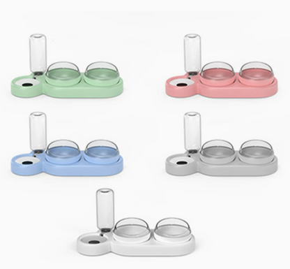 Automatic Pet Feeder with Water Fountain and Raised Stand