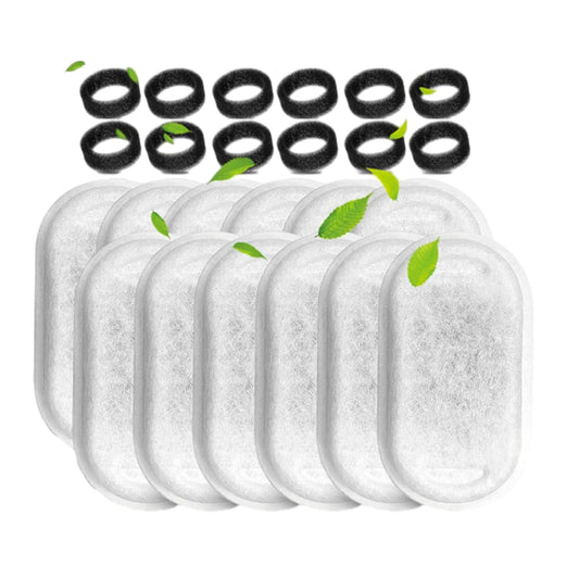 GIOTOHUN Cat Fountain Filter Replacement: 24 Cat Water fountain Filter - 12 Pieces Filters + 12 Pieces Sponges for Cat Fountains - Pet Water Fountain Filters for Cat Water Fountain H1 (67oz/2L)