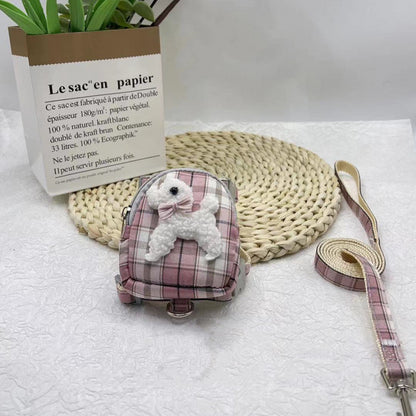 Pet Backpack with Teddy Bear and Traction Rope